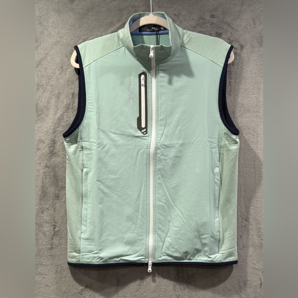Ralph Lauren Rlx Golf Full Zip Wicking Stretch Vest Green/Blue Men's Size S Nwt